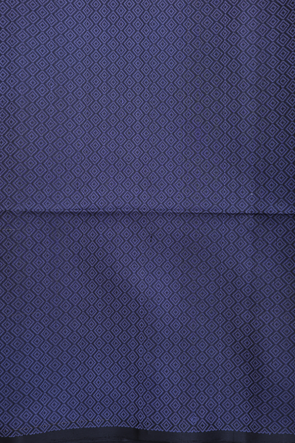 Raw Silk Saree In Plain Black With Threadwork Pallu