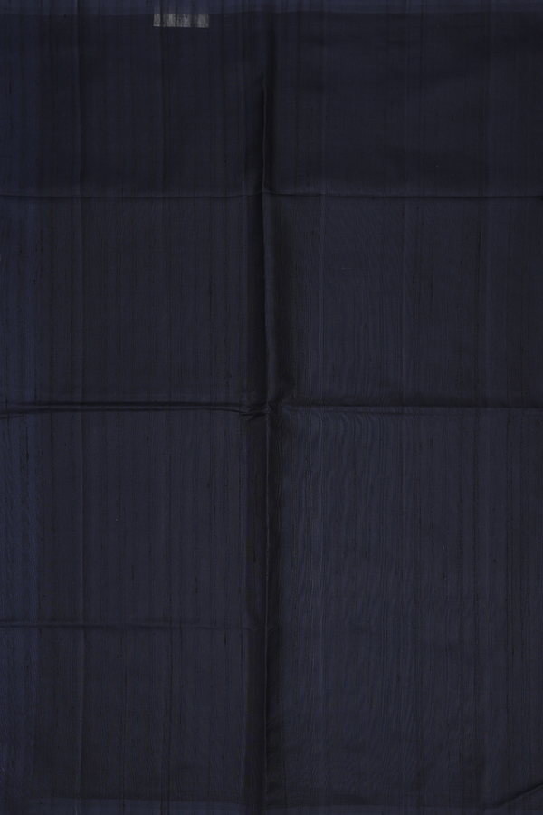 Raw Silk Saree In Plain Black With Threadwork Pallu