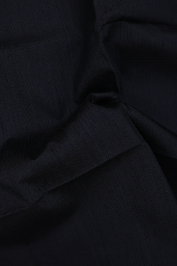 Raw Silk Saree In Plain Black With Zari Border