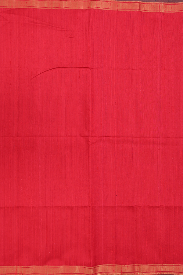 Raw Silk Saree In Plain Chilli Red With Bavanchi Border