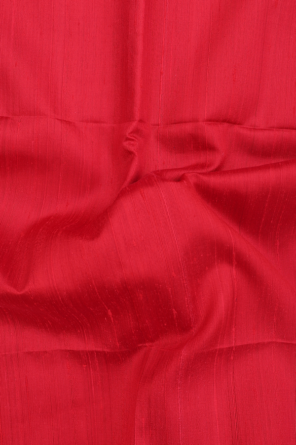 Raw Silk Saree In Plain Chilli Red With Bavanchi Border