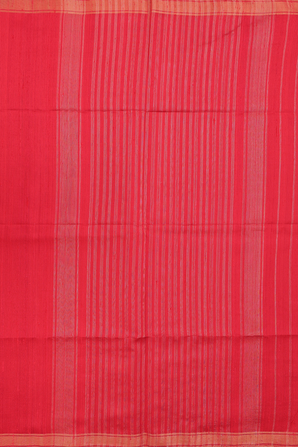 Raw Silk Saree In Plain Chilli Red With Bavanchi Border
