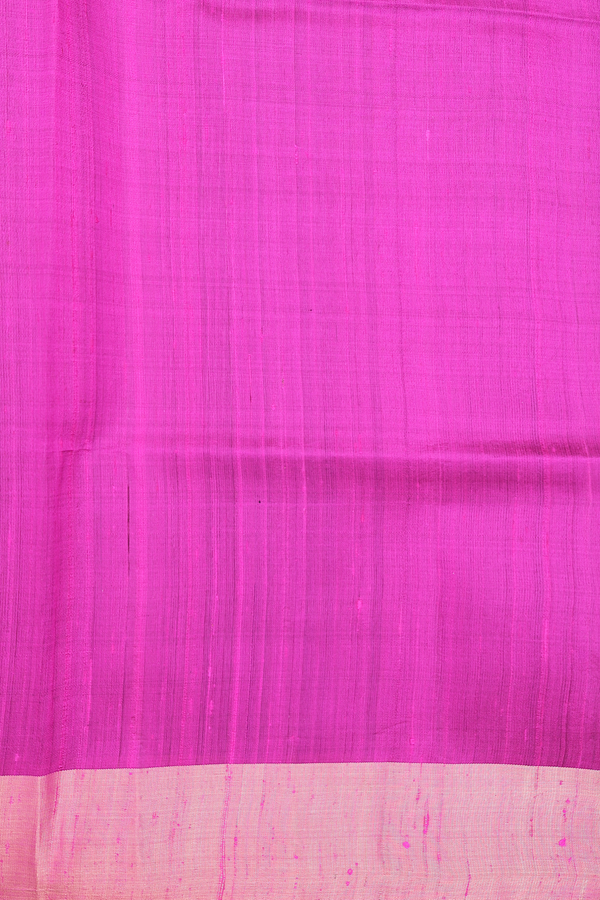 Raw Silk Saree In Plain Forest Green With Bavanchi Border