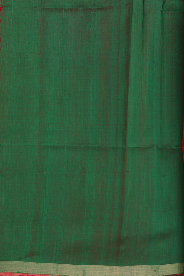 Raw Silk Saree In Plain Hot Red With Bavanchi Border