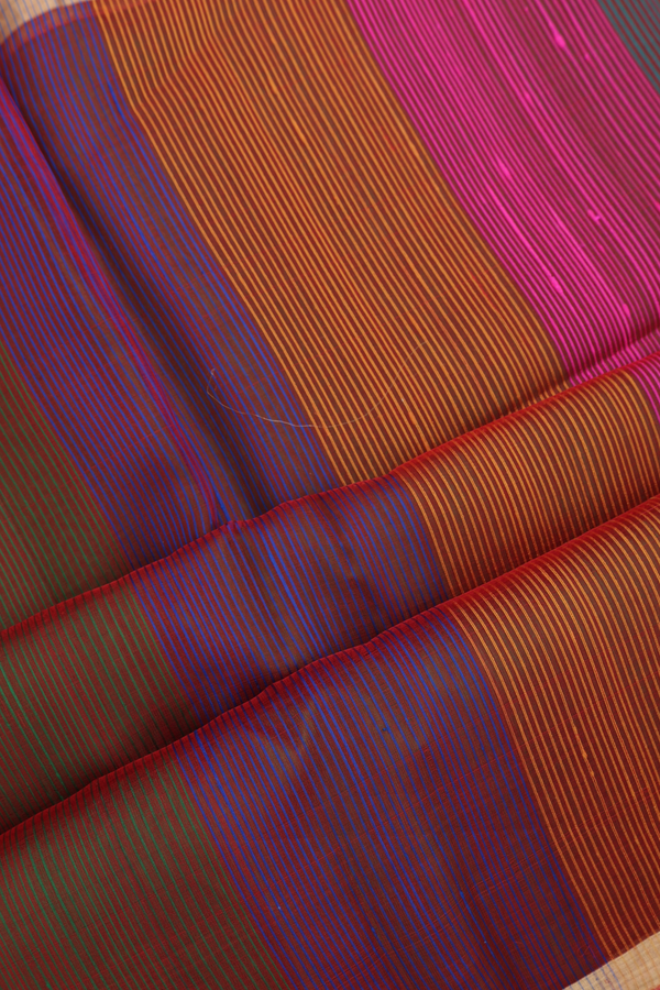 Raw Silk Saree In Plain Hot Red With Bavanchi Border