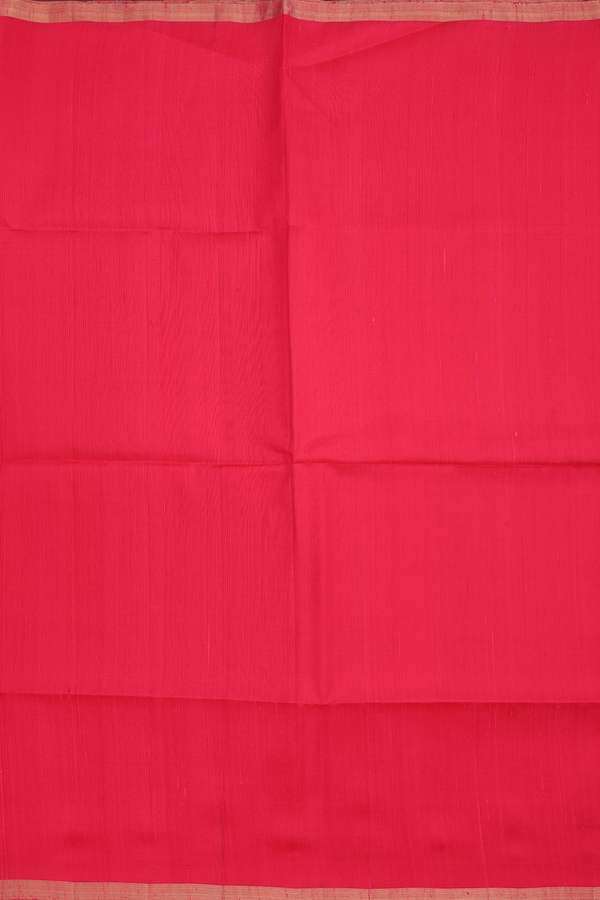 Raw Silk Saree In Plain Hot Red With Bavanchi Border