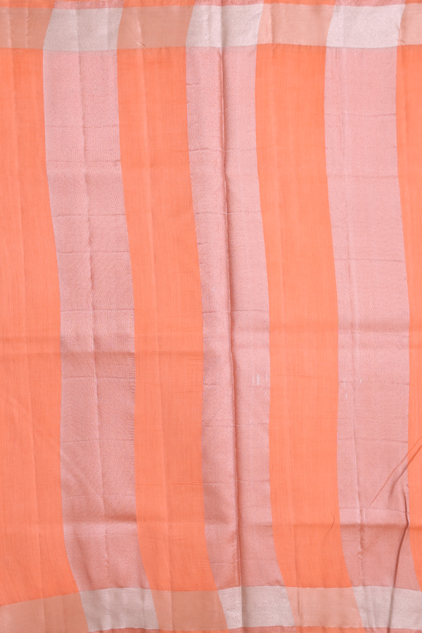 Raw Silk Saree In Plain Orange With Zari Border