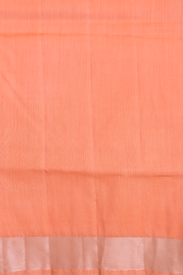 Raw Silk Saree In Plain Orange With Zari Border