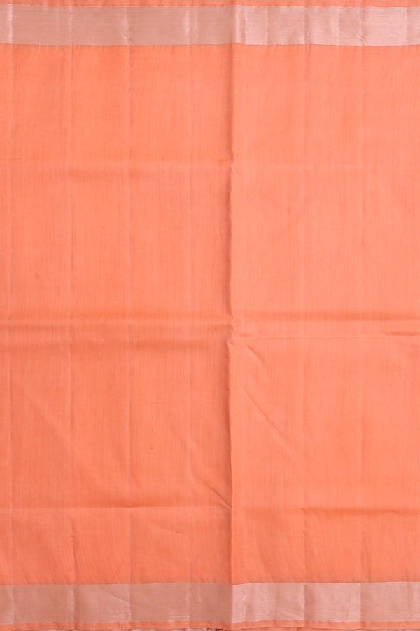 Raw Silk Saree In Plain Orange With Zari Border