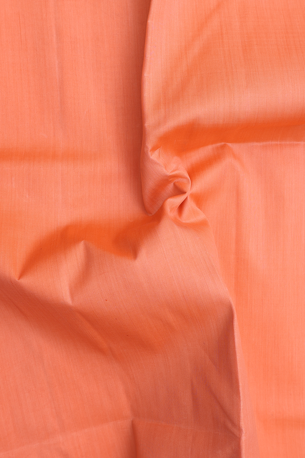 Raw Silk Saree In Plain Orange With Zari Border