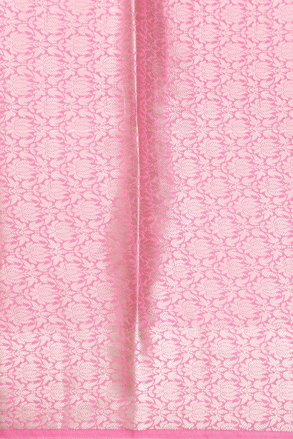 Raw Silk Saree In Plain Orchid Pink With Floral Border