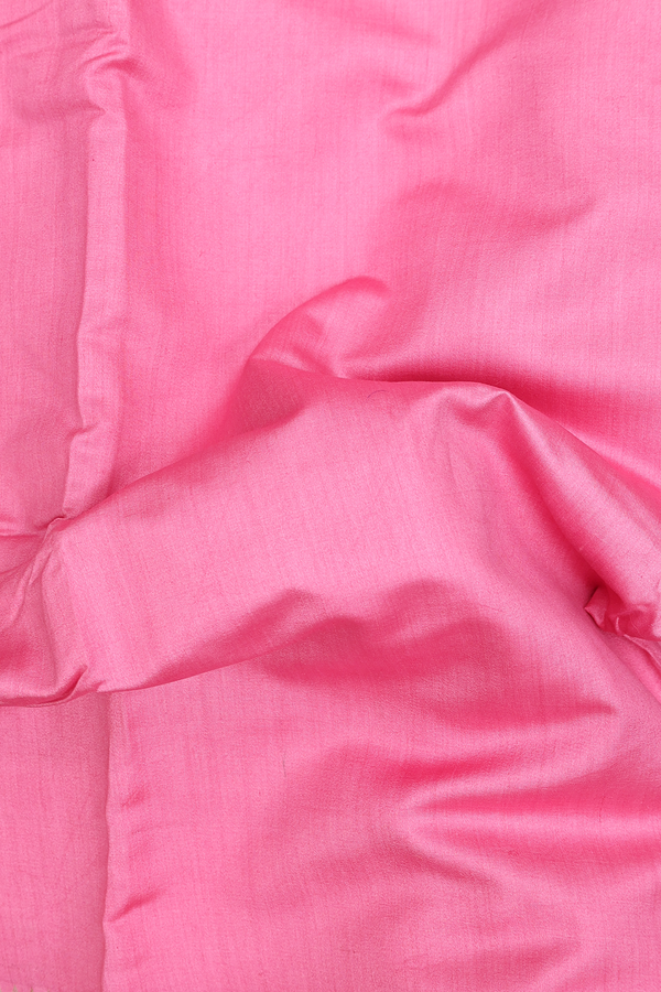 Raw Silk Saree In Plain Orchid Pink With Floral Border
