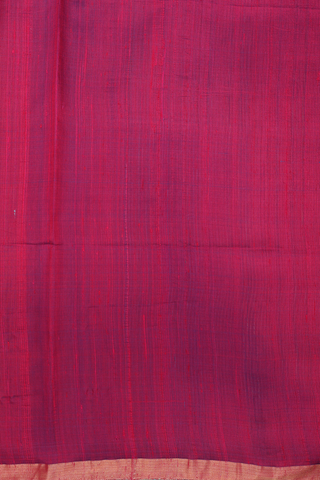 Raw Silk Saree In Plain Peacock Blue With Bavanchi Border