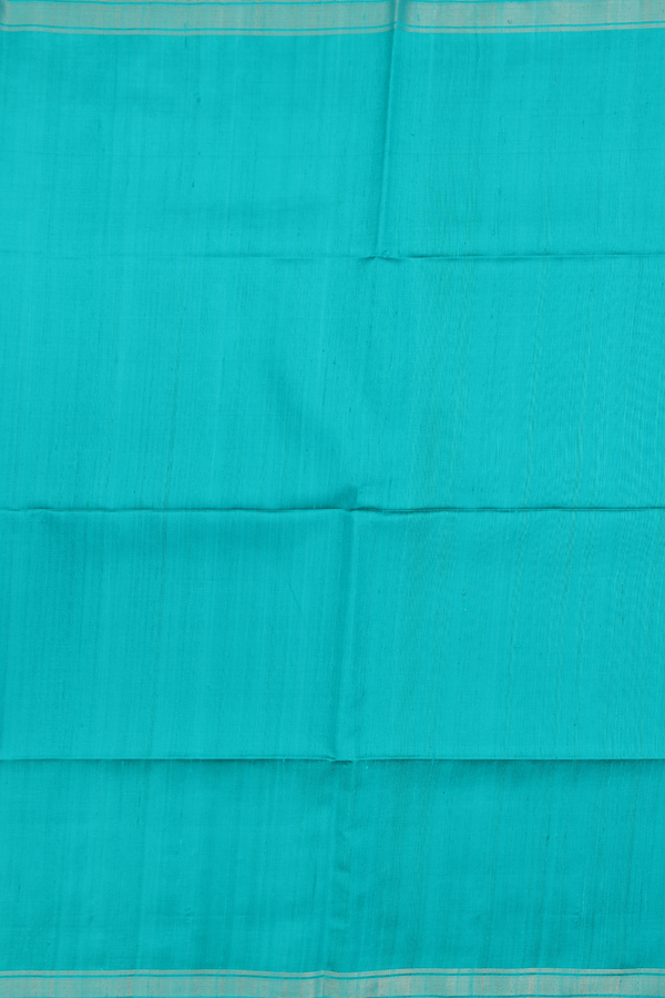 Raw Silk Saree In Plain Peacock Green With Bavanchi Border
