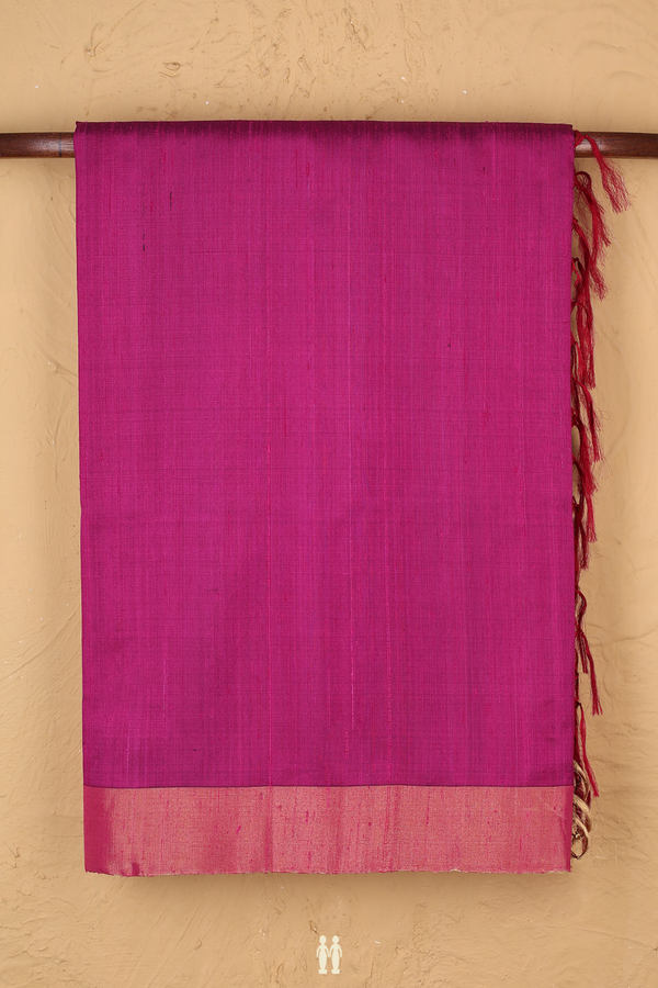 Raw Silk Saree In Plain Purple Rose With Bavanchi Border
