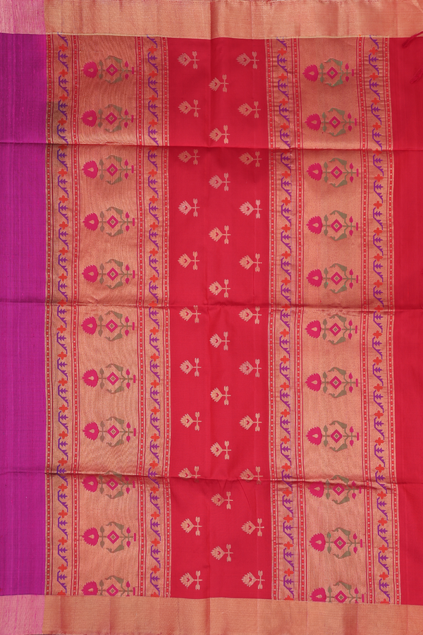Raw Silk Saree In Plain Purple Rose With Bavanchi Border