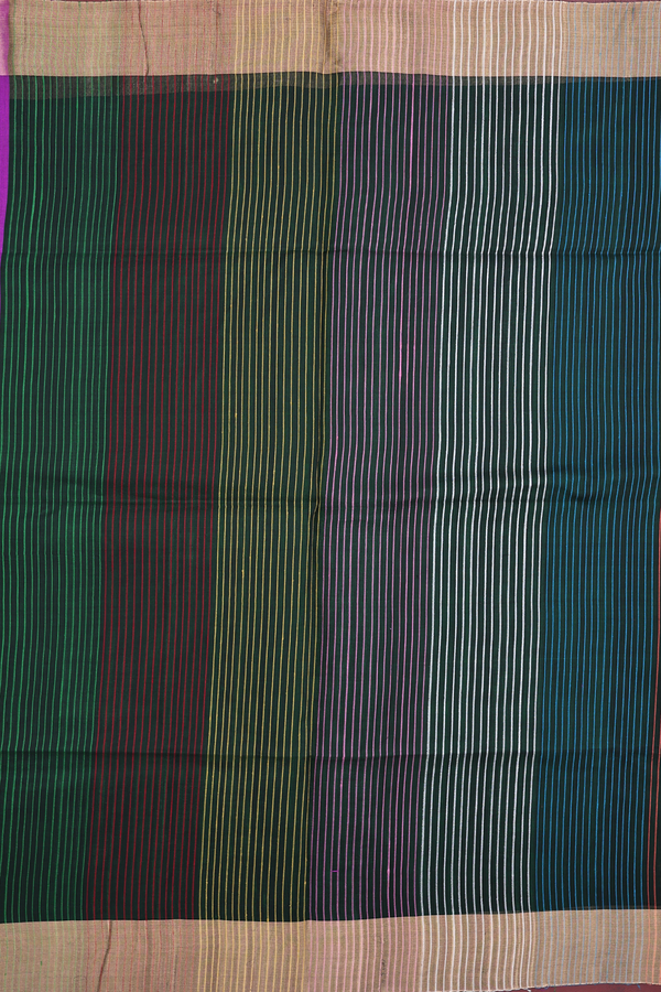 Raw Silk Saree In Plain Purple Rose With Bavanchi Border