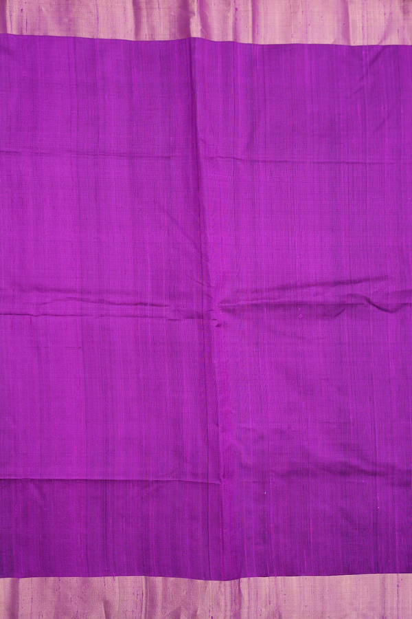 Raw Silk Saree In Plain Purple Rose With Bavanchi Border