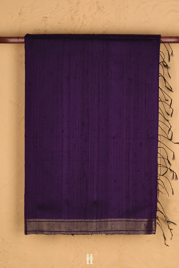 Raw Silk Saree In Plain Purple With Bavanchi Border