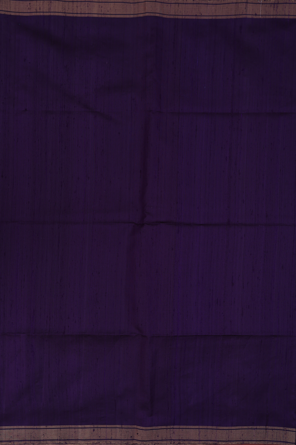 Raw Silk Saree In Plain Purple With Bavanchi Border