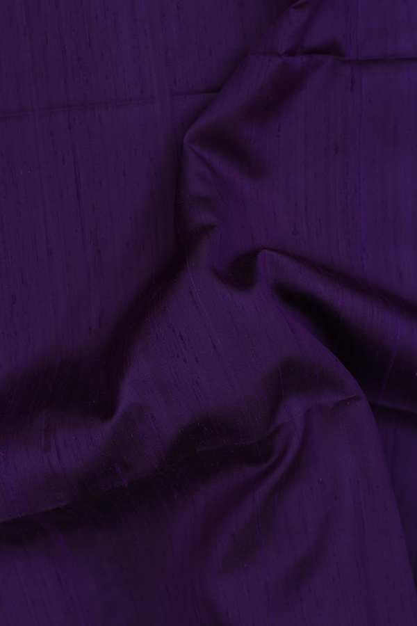 Raw Silk Saree In Plain Purple With Bavanchi Border