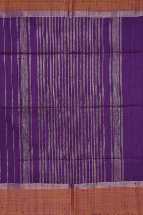 Raw Silk Saree In Plain Purple With Contrast Border