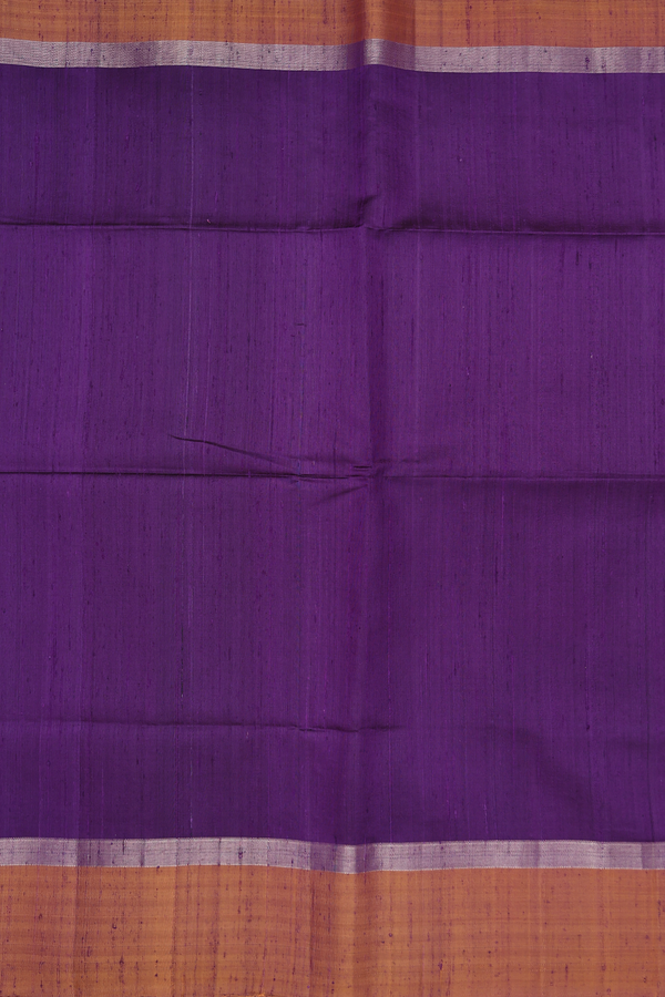 Raw Silk Saree In Plain Purple With Contrast Border