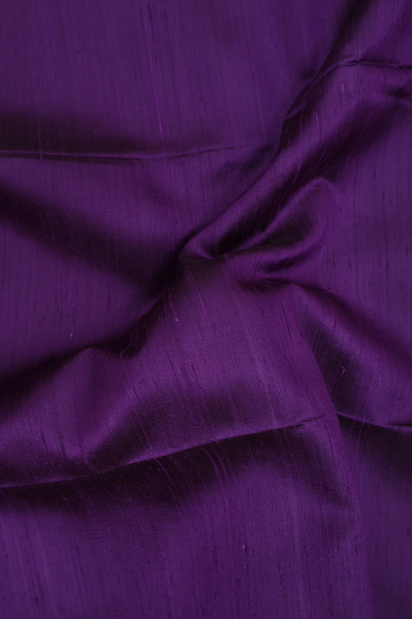Raw Silk Saree In Plain Purple With Contrast Border
