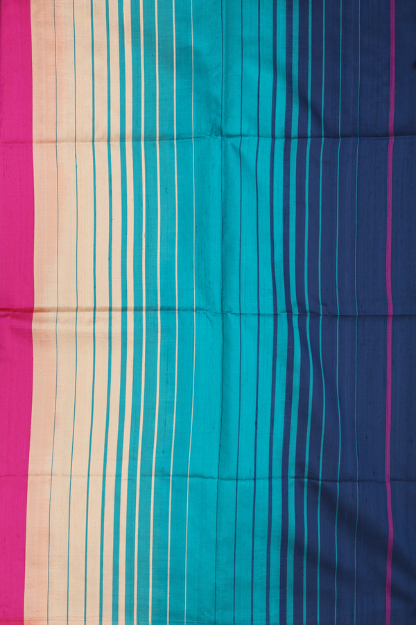 Raw Silk Saree In Plain Rani Pink With Contrast Pallu