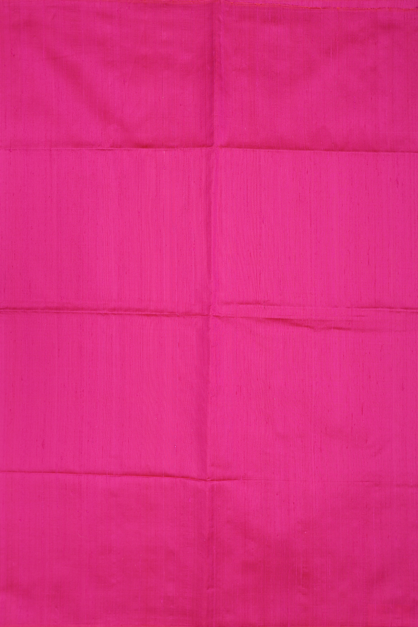 Raw Silk Saree In Plain Rani Pink With Contrast Pallu