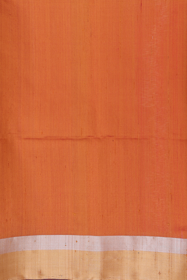 Raw Silk Saree In Plain Red With Bavanchi Border