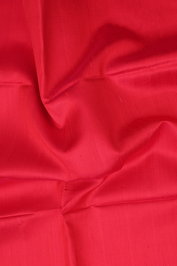 Raw Silk Saree In Plain Red With Bavanchi Border