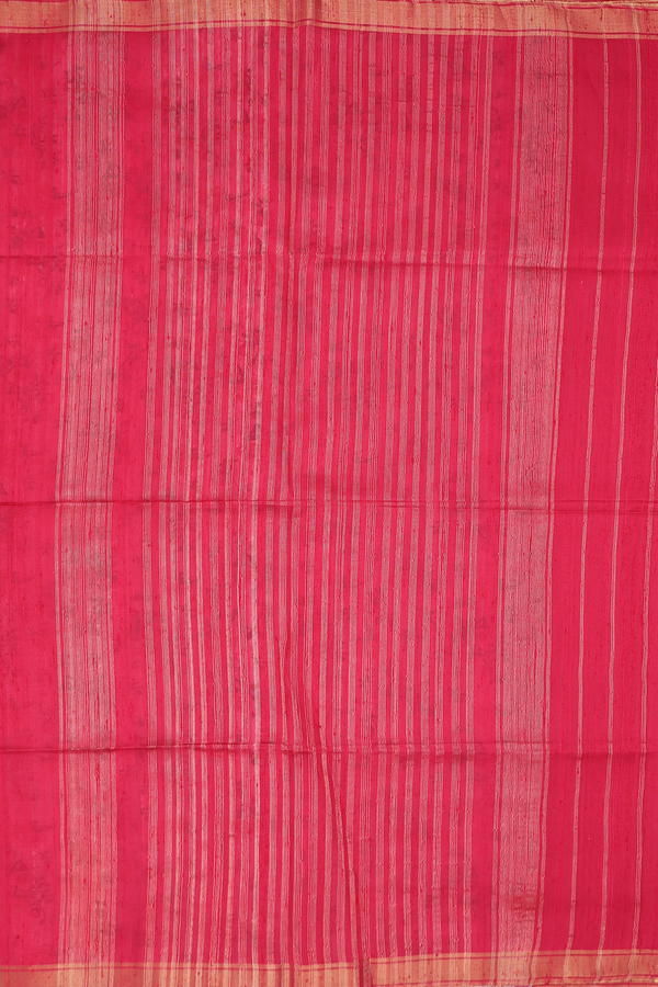 Raw Silk Saree In Plain Red With Bavanchi Border