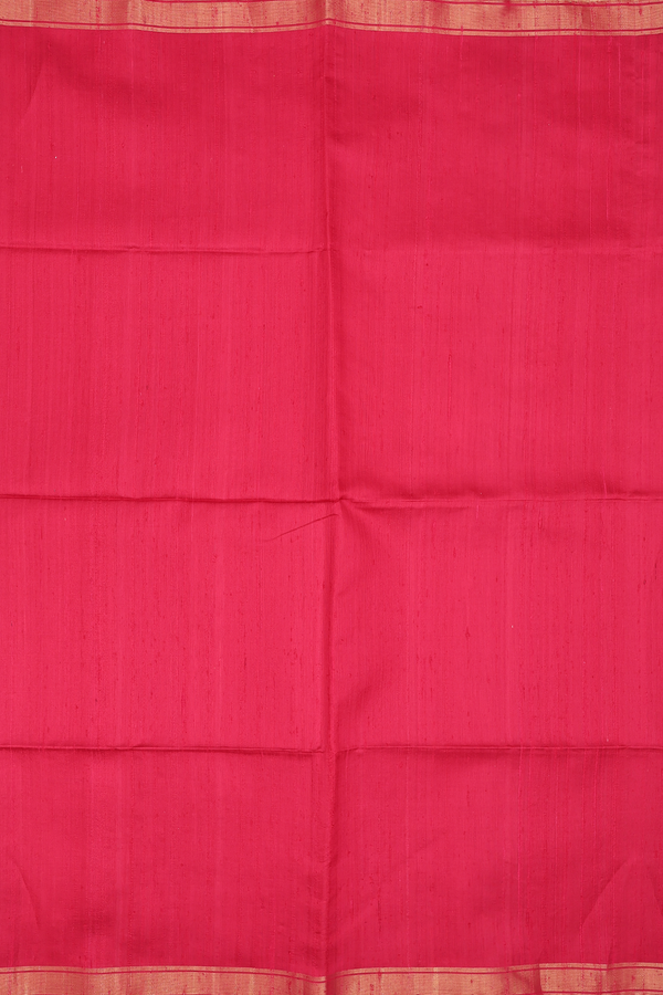 Raw Silk Saree In Plain Red With Bavanchi Border