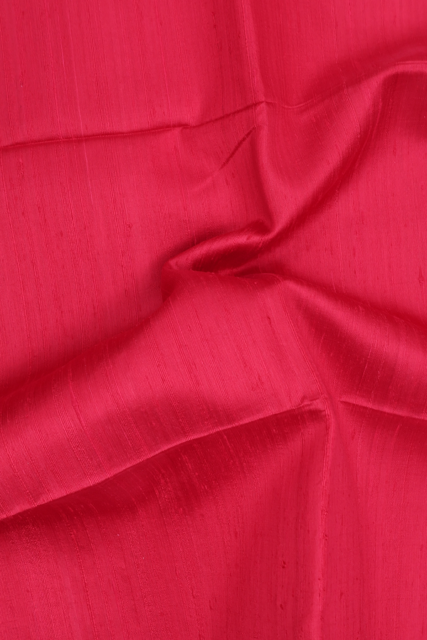 Raw Silk Saree In Plain Red With Bavanchi Border