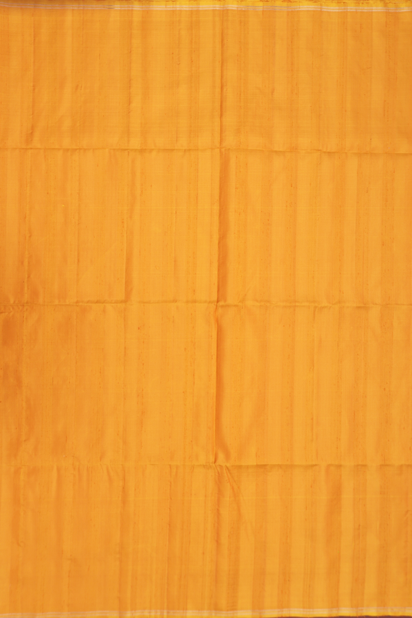 Raw Silk Saree In Plain Royal Orange With Stripes Border