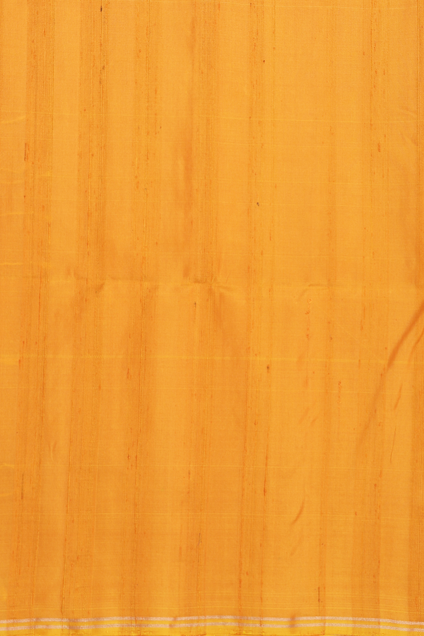 Raw Silk Saree In Plain Royal Orange With Stripes Border