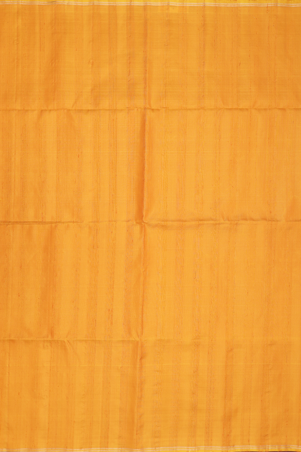 Raw Silk Saree In Plain Royal Orange With Stripes Border