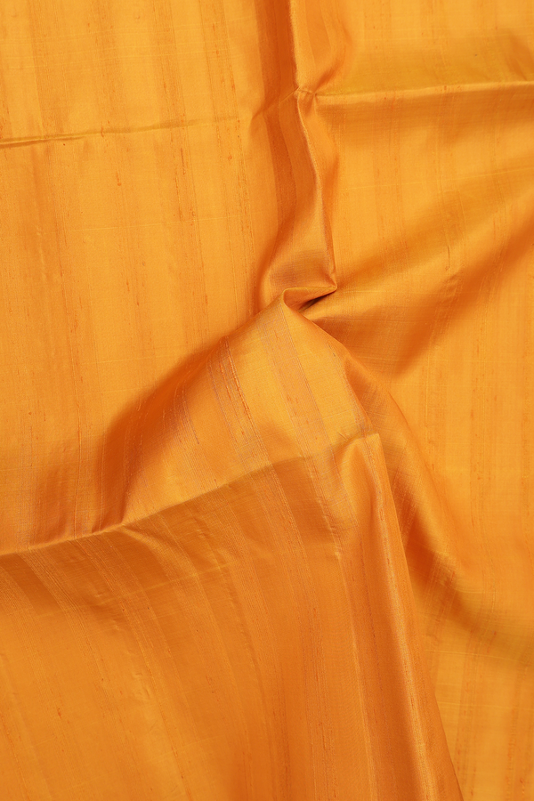 Raw Silk Saree In Plain Royal Orange With Stripes Border