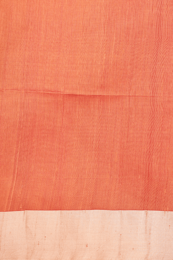 Raw Silk Saree In Plain Scarlet Red With Bavanchi Border