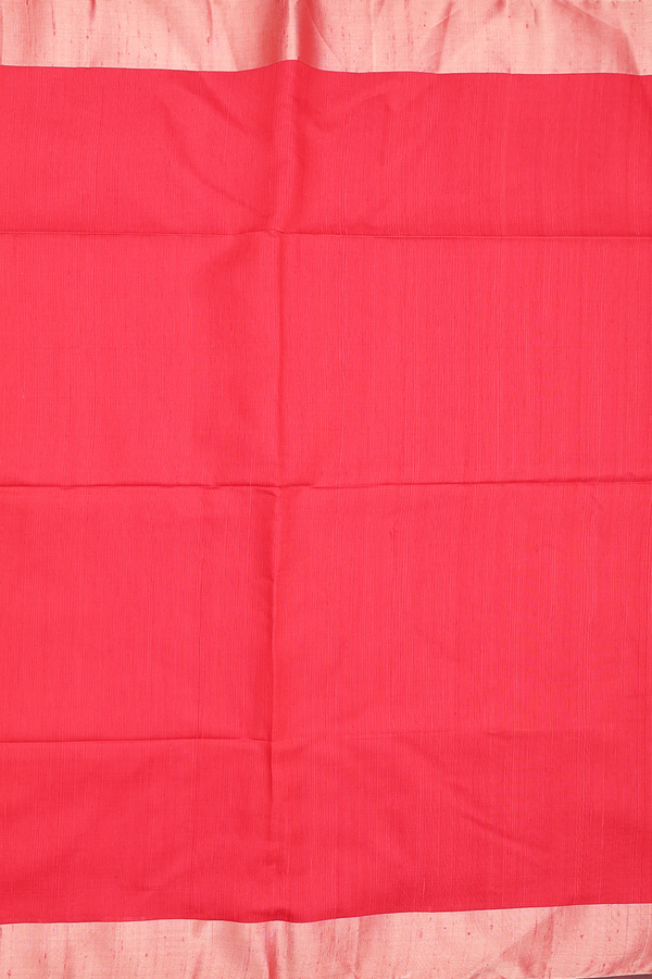 Raw Silk Saree In Plain Scarlet Red With Bavanchi Border