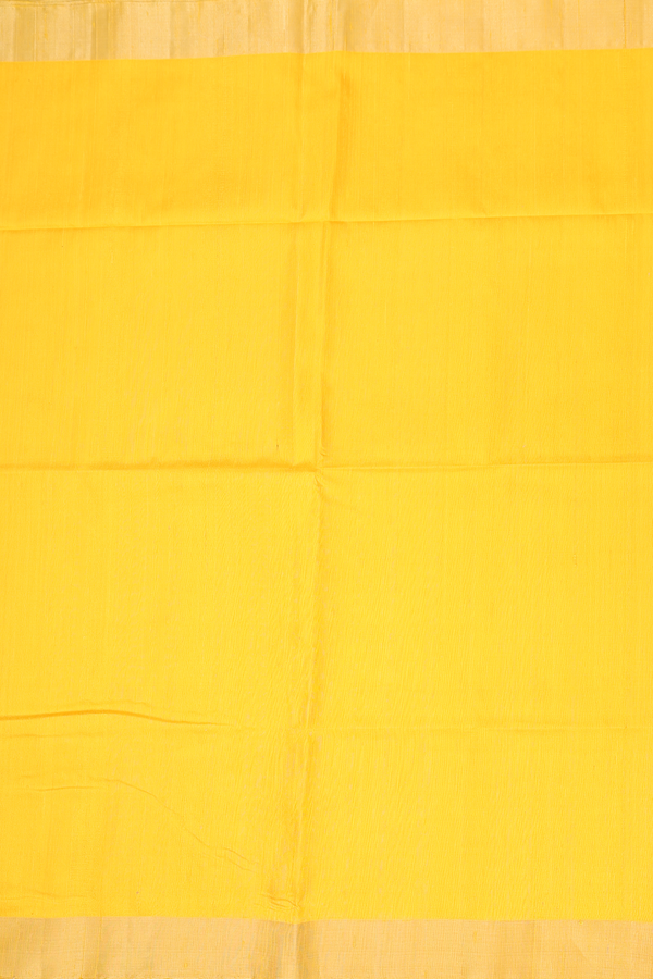 Raw Silk Saree In Plain Yellow With Bavanchi Border