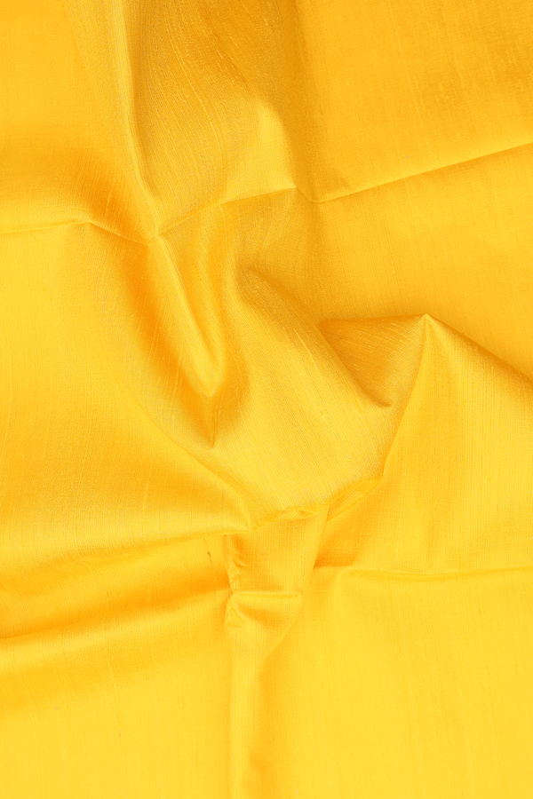 Raw Silk Saree In Plain Yellow With Bavanchi Border