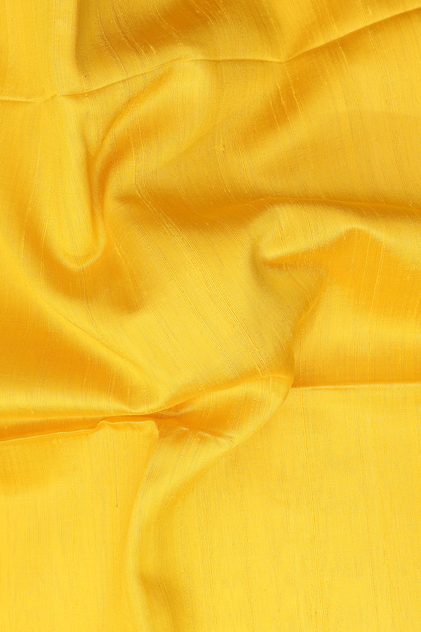 Raw Silk Saree In Plain Yellow With Contrast Border