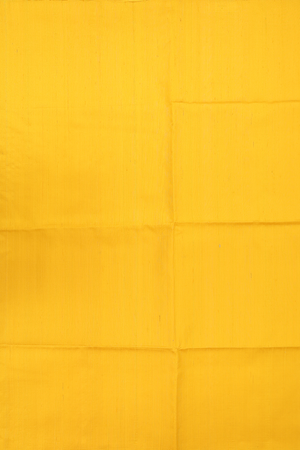 Raw Silk Saree In Plain Yellow With Multicolor Pallu