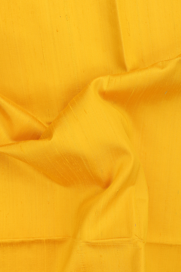 Raw Silk Saree In Plain Yellow With Multicolor Pallu