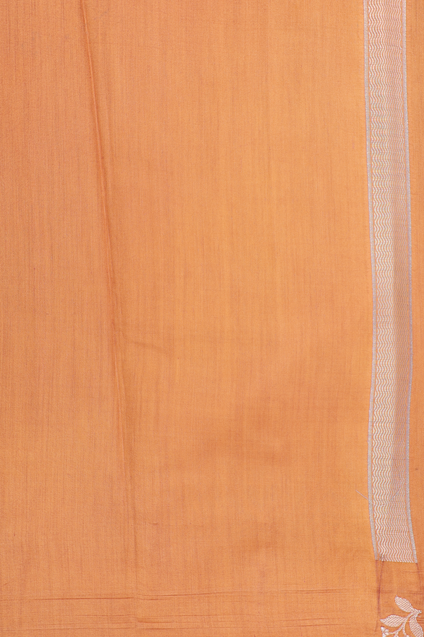 Raw Silk Saree In Plum Brown With Floral Buttas