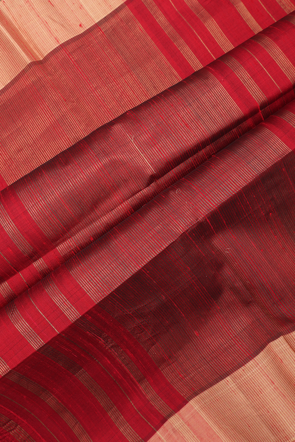 Raw Silk Saree In Plum Brown With Zari Checked Design