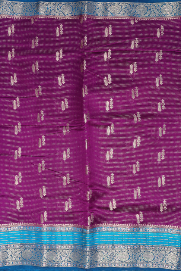 Raw Silk Saree In Plum Purple Stripes Along With Buttas