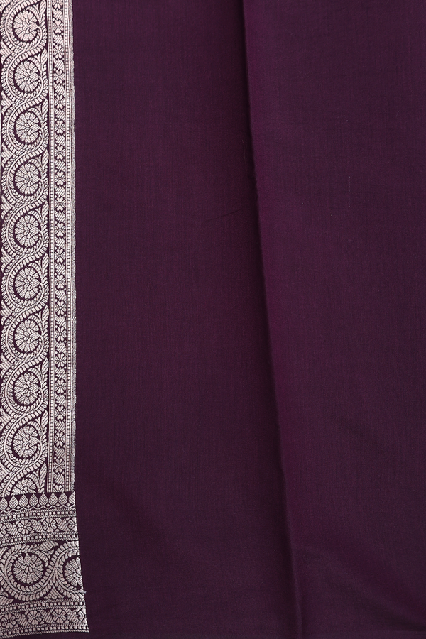 Raw Silk Saree In Plum Purple With Floral Buttis